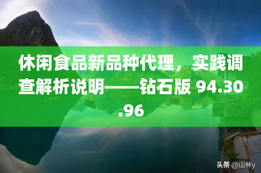 休闲食品新品种代理，实践调查解析说明——钻石版 94.30.96