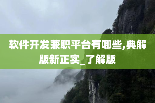 软件开发兼职平台有哪些,典解版新正实_了解版