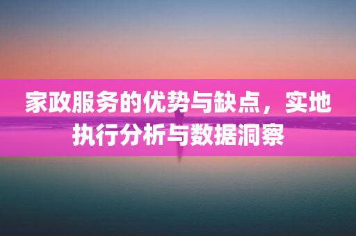 家政服务的优势与缺点，实地执行分析与数据洞察