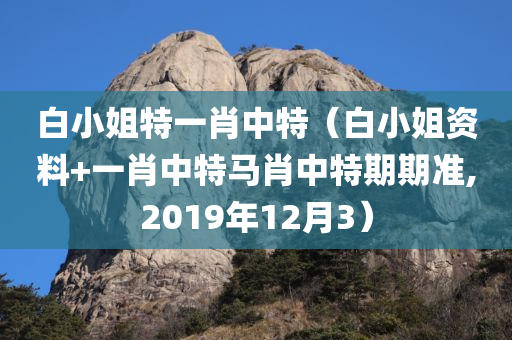 白小姐特一肖中特（白小姐资料+一肖中特马肖中特期期准,2019年12月3）