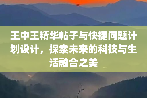 王中王精华帖子与快捷问题计划设计，探索未来的科技与生活融合之美