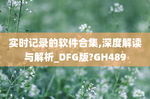 实时记录的软件合集,深度解读与解析_DFG版?GH489