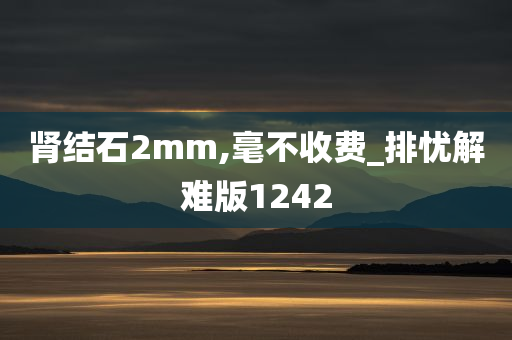 肾结石2mm,毫不收费_排忧解难版1242