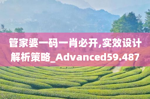 管家婆一码一肖必开,实效设计解析策略_Advanced59.487