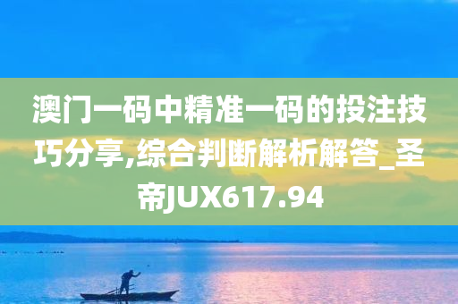 澳门一码中精准一码的投注技巧分享,综合判断解析解答_圣帝JUX617.94