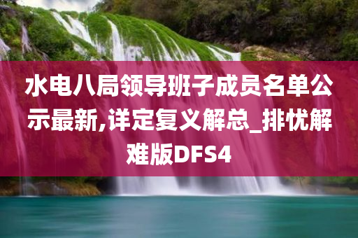 水电八局领导班子成员名单公示最新,详定复义解总_排忧解难版DFS4