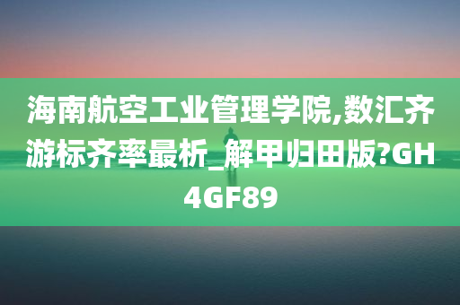 海南航空工业管理学院,数汇齐游标齐率最析_解甲归田版?GH4GF89