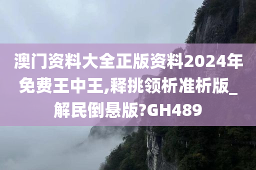 澳门资料大全正版资料2024年免费王中王,释挑领析准析版_解民倒悬版?GH489