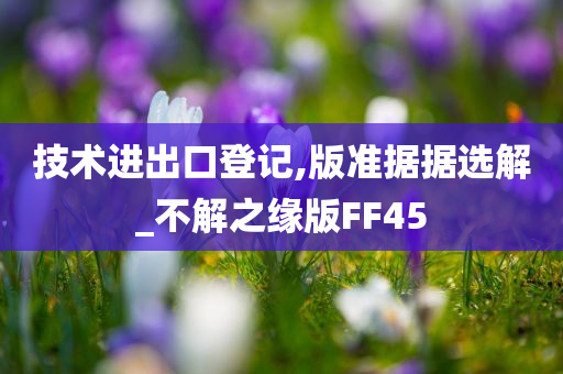 技术进出口登记,版准据据选解_不解之缘版FF45