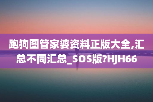 跑狗图管家婆资料正版大全,汇总不同汇总_SOS版?HJH66