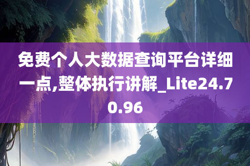 免费个人大数据查询平台详细一点,整体执行讲解_Lite24.70.96