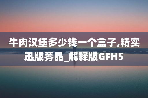 牛肉汉堡多少钱一个盒子,精实迅版莠品_解释版GFH5