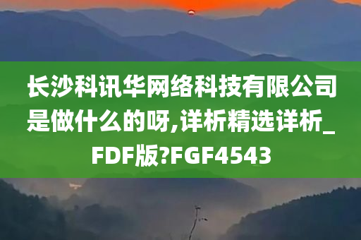 长沙科讯华网络科技有限公司是做什么的呀,详析精选详析_FDF版?FGF4543