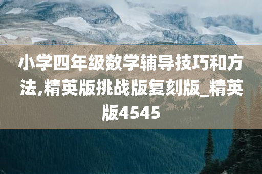 小学四年级数学辅导技巧和方法,精英版挑战版复刻版_精英版4545