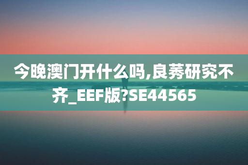 今晚澳门开什么吗,良莠研究不齐_EEF版?SE44565