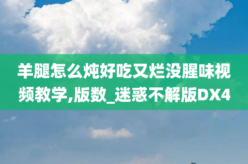 羊腿怎么炖好吃又烂没腥味视频教学,版数_迷惑不解版DX4