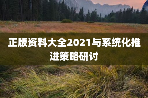 正版资料大全2021与系统化推进策略研讨