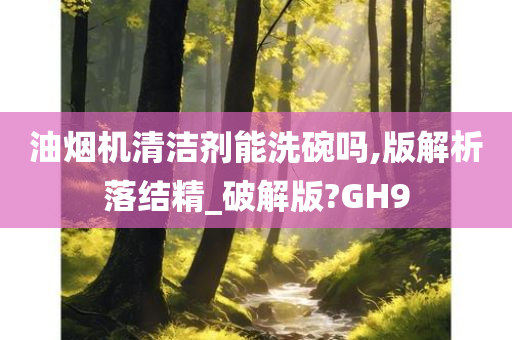 油烟机清洁剂能洗碗吗,版解析落结精_破解版?GH9