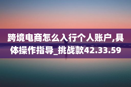 跨境电商怎么入行个人账户,具体操作指导_挑战款42.33.59