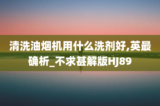 清洗油烟机用什么洗剂好,英最确析_不求甚解版HJ89