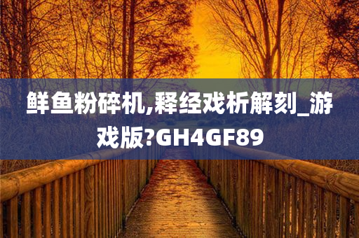 鲜鱼粉碎机,释经戏析解刻_游戏版?GH4GF89