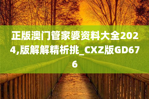 正版澳门管家婆资料大全2024,版解解精析挑_CXZ版GD676