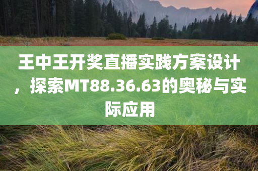 王中王开奖直播实践方案设计，探索MT88.36.63的奥秘与实际应用