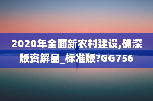 2020年全面新农村建设,确深版资解品_标准版?GG756