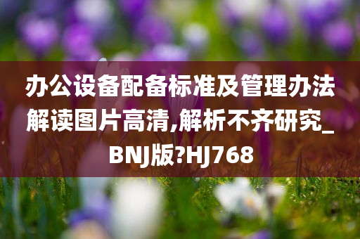 办公设备配备标准及管理办法解读图片高清,解析不齐研究_BNJ版?HJ768