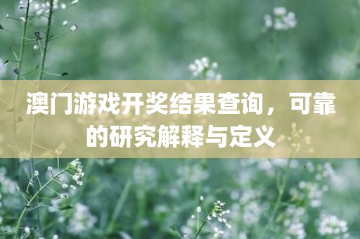 澳门游戏开奖结果查询，可靠的研究解释与定义