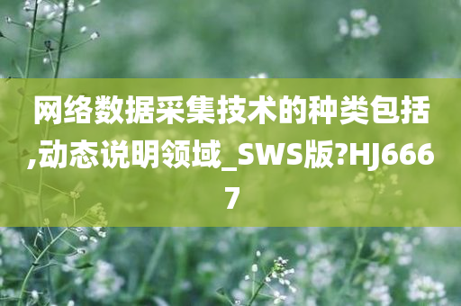 网络数据采集技术的种类包括,动态说明领域_SWS版?HJ6667