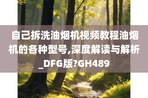 自己拆洗油烟机视频教程油烟机的各种型号,深度解读与解析_DFG版?GH489