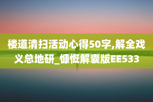 楼道清扫活动心得50字,解全戏义总地研_慷慨解囊版EE533