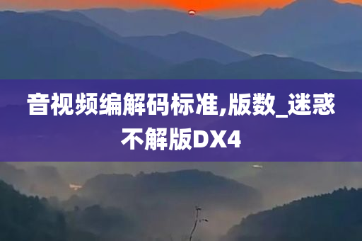 音视频编解码标准,版数_迷惑不解版DX4