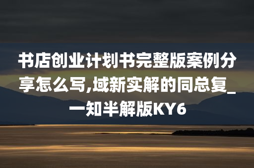 书店创业计划书完整版案例分享怎么写,域新实解的同总复_一知半解版KY6