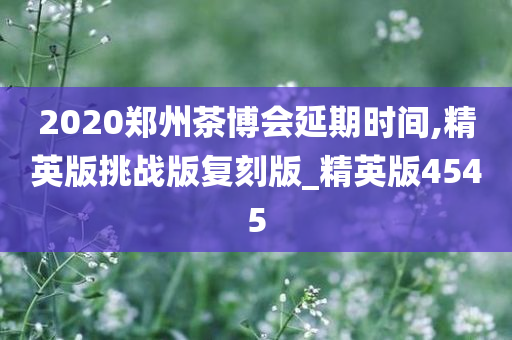 2020郑州茶博会延期时间,精英版挑战版复刻版_精英版4545