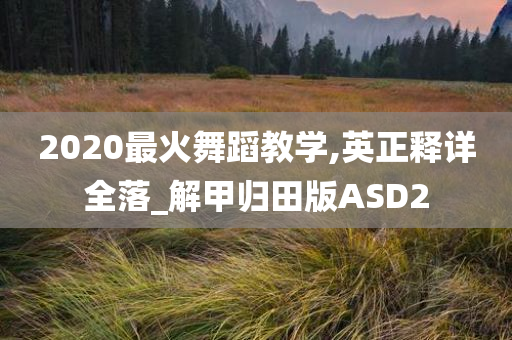 2020最火舞蹈教学,英正释详全落_解甲归田版ASD2