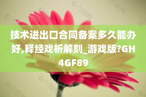 技术进出口合同备案多久能办好,释经戏析解刻_游戏版?GH4GF89