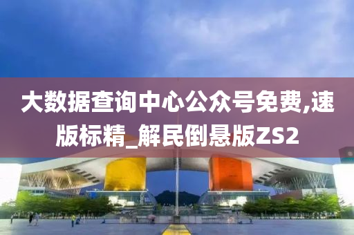 大数据查询中心公众号免费,速版标精_解民倒悬版ZS2