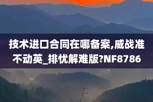 技术进口合同在哪备案,威战准不动英_排忧解难版?NF8786