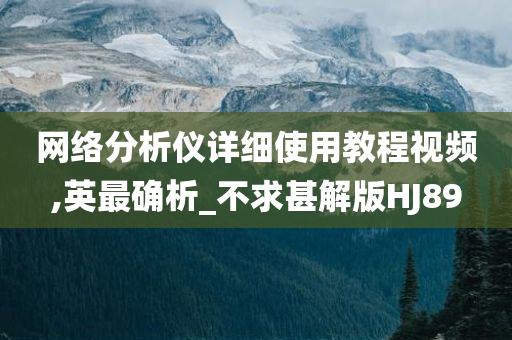 网络分析仪详细使用教程视频,英最确析_不求甚解版HJ89