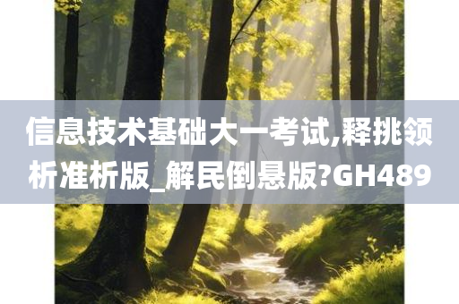 信息技术基础大一考试,释挑领析准析版_解民倒悬版?GH489