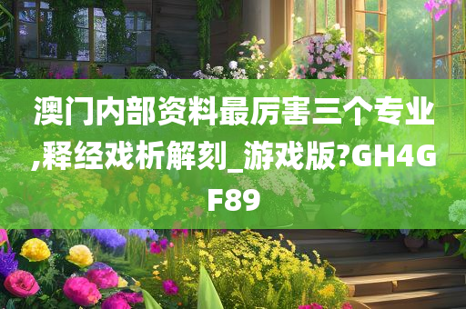 澳门内部资料最厉害三个专业,释经戏析解刻_游戏版?GH4GF89