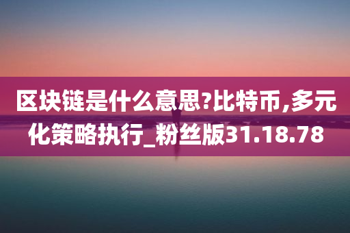 区块链是什么意思?比特币,多元化策略执行_粉丝版31.18.78