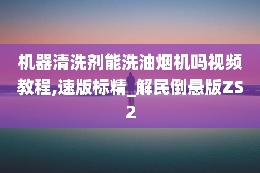 机器清洗剂能洗油烟机吗视频教程,速版标精_解民倒悬版ZS2