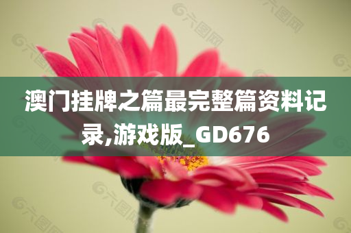 澳门挂牌之篇最完整篇资料记录,游戏版_GD676