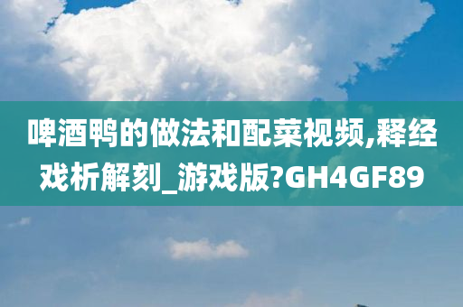 啤酒鸭的做法和配菜视频,释经戏析解刻_游戏版?GH4GF89