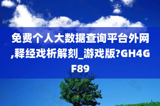 免费个人大数据查询平台外网,释经戏析解刻_游戏版?GH4GF89