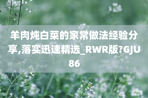 羊肉炖白菜的家常做法经验分享,落实迅速精选_RWR版?GJU86