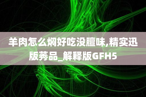 羊肉怎么焖好吃没膻味,精实迅版莠品_解释版GFH5